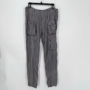 Pete & Greta By Johnny Was Women's Y2K Cupra Poplin Cargo Pants NEW Size 4 Gray